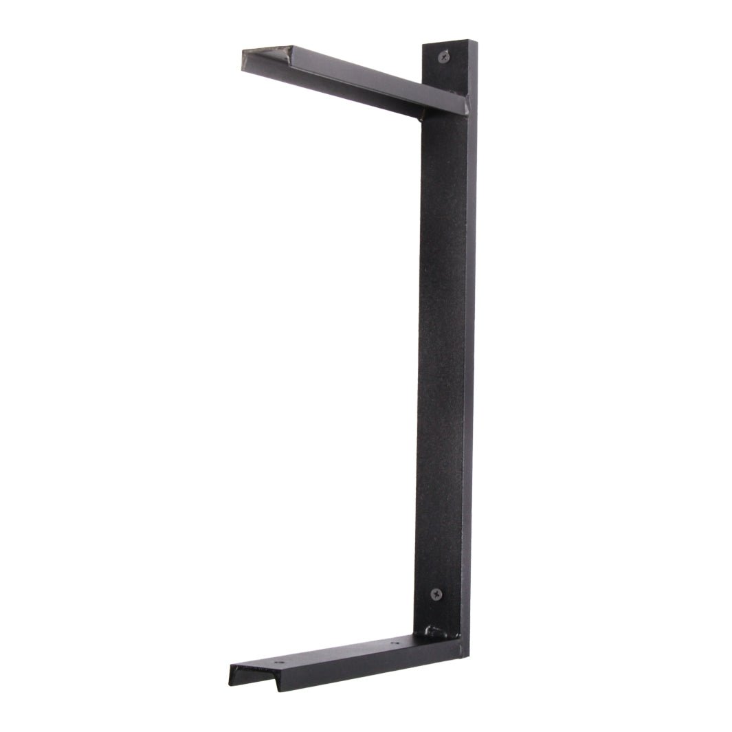 Heavy duty wall mount shelf bracket for 2 floating shelves. Solid American steel channel with black powder coat finish. Handmade in USA by Vault Furniture