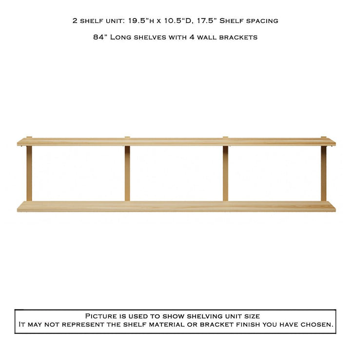 Large 2 shelf unit with 4 shelf brackets by Vault Furniture. 84"x19.5"