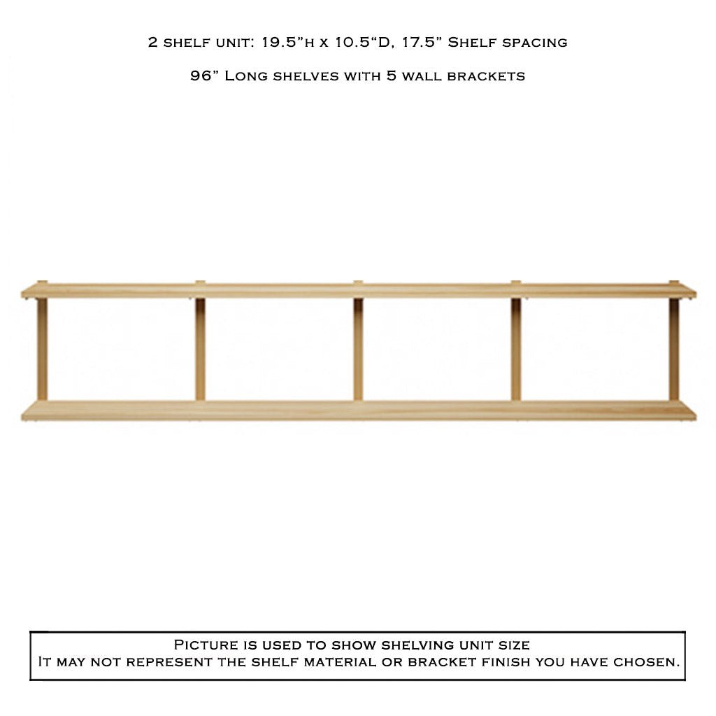 Large 2 shelf unit with 4 shelf brackets by Vault Furniture. 96"x19.5"