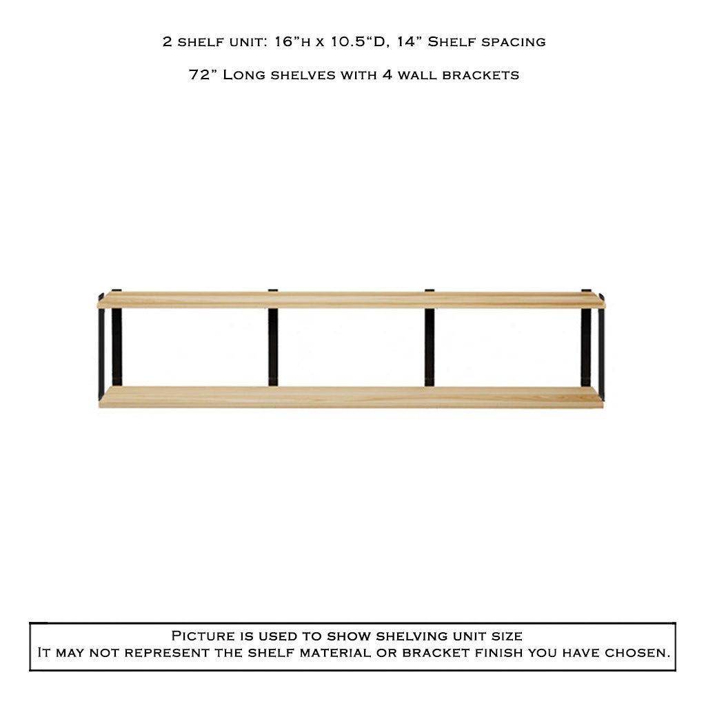 2 tier shelving unit ash black bookend brackets by Vault Furniture. 72"x16"