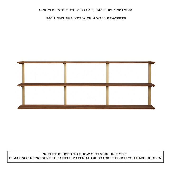 3 Tier Wall-Mounted Shelving Unit: 30" Height