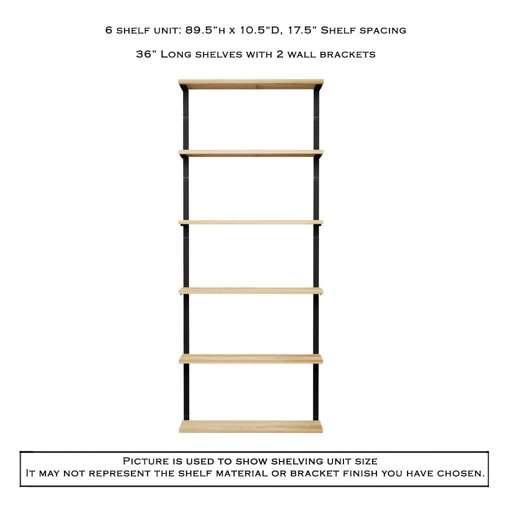 6 tier bookshelf unit in ash and black brackets by vault furniture