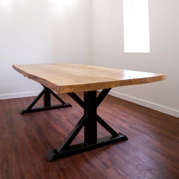 Live Edge white oak table + trestle dining table