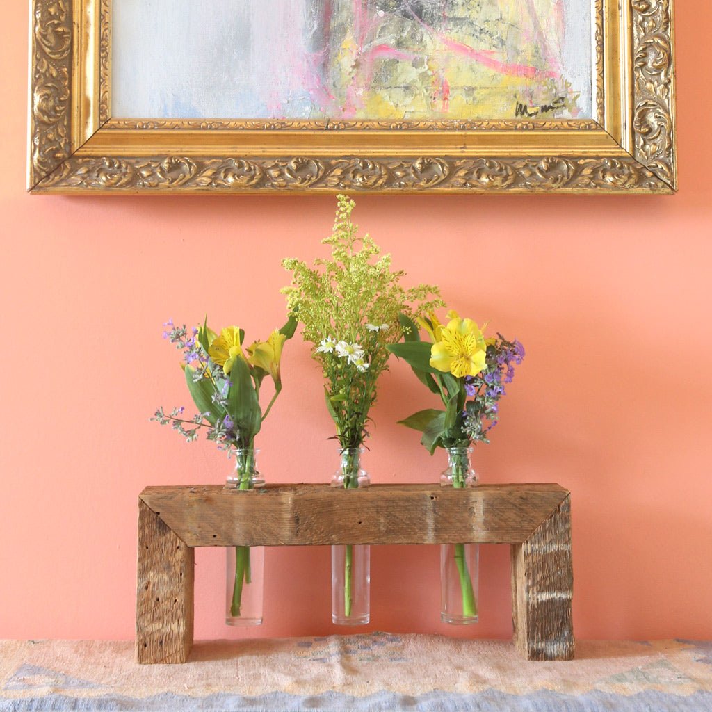 Reclaimed Pine Flower Stand: 2 Vase