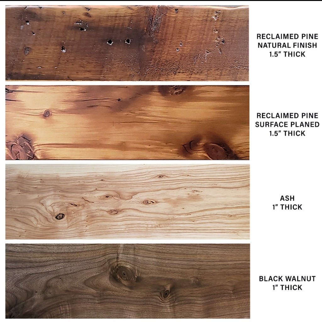 Solid wood shelving options for Vault Furniture