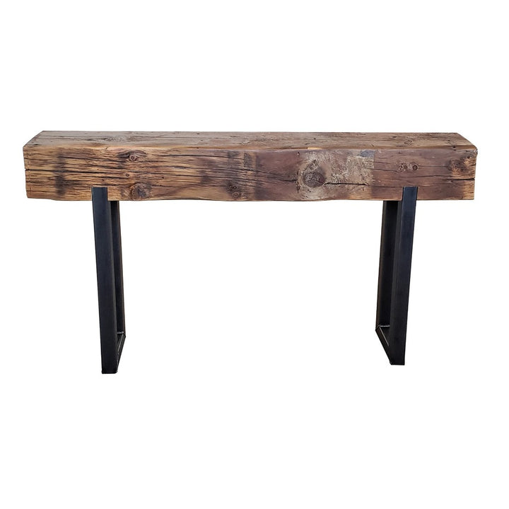 Reclaimed Beam and steel Console Table