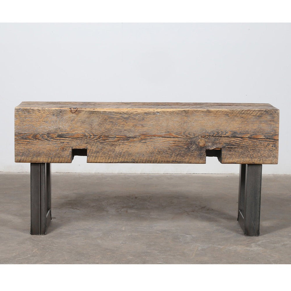 rustic entryway beam bench hand-made in USA  by Vault Furniture