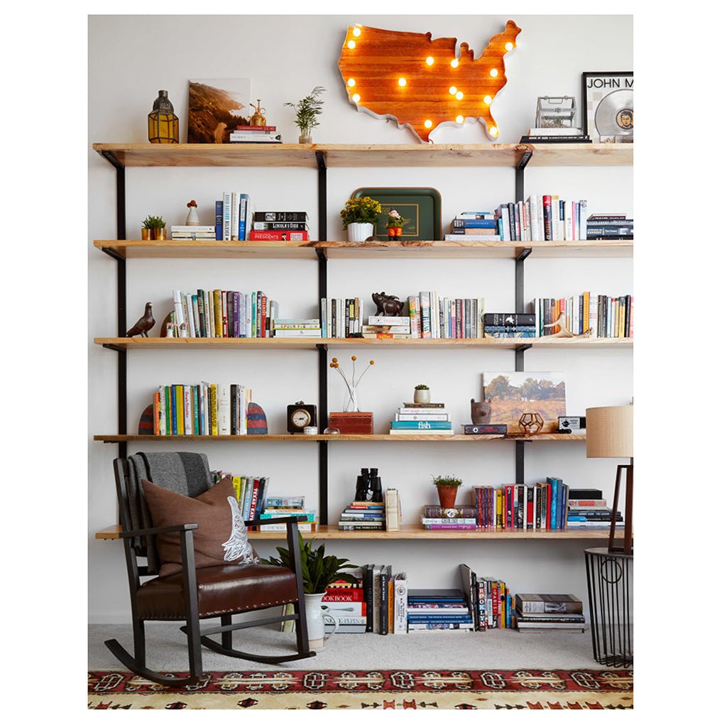 large modern farmhouse shelving. 5 shelf wall bookcase by Vault Furniture