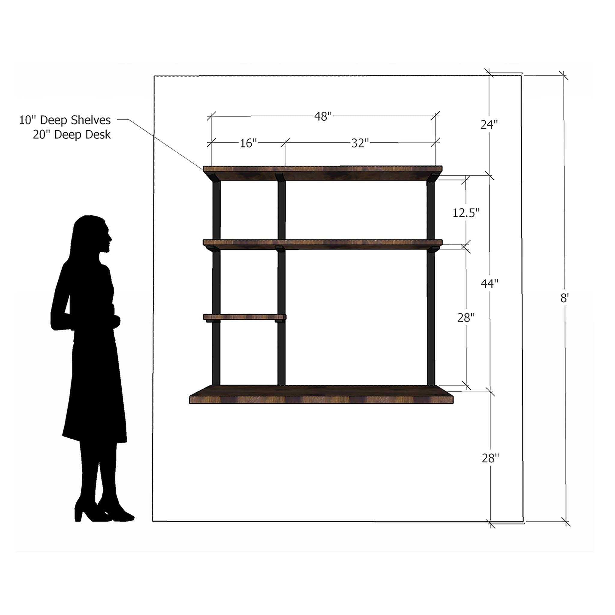 Heavy Duty Floating Desk Brackets