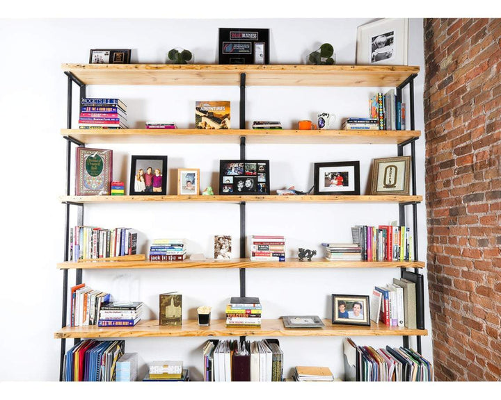 Pine Wall Mount Shelving Unit American Steel Shelf Brackets with Bookends