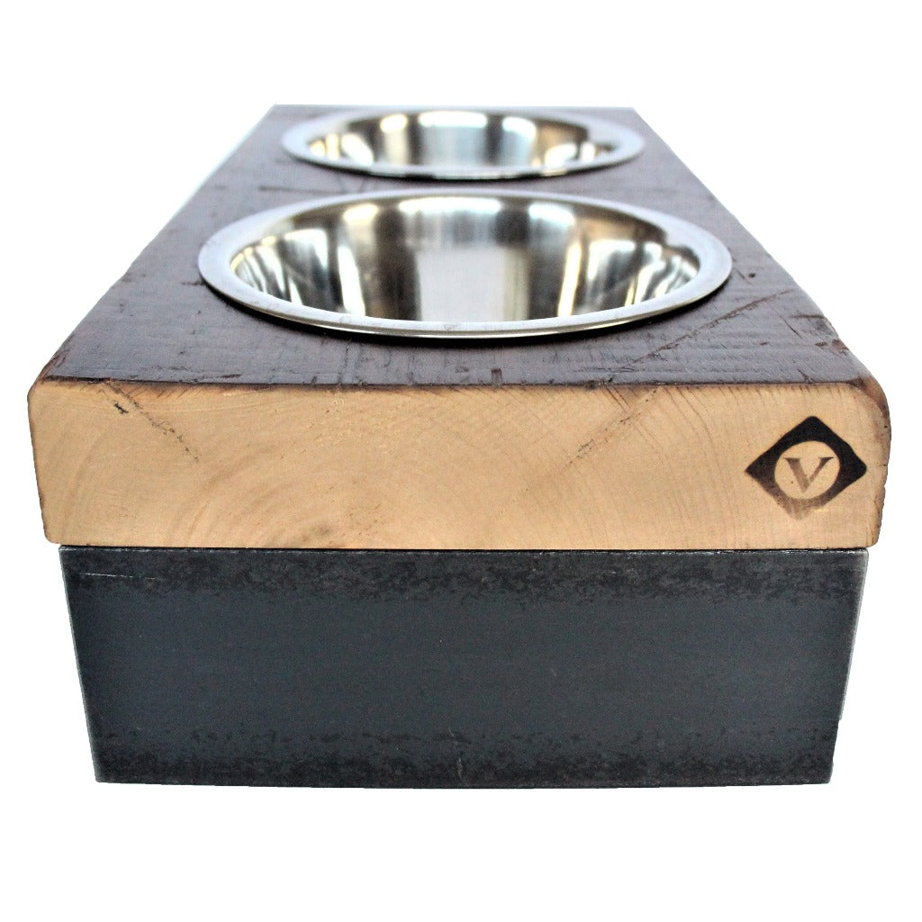 unique dog bowl + hand-made pet feeder + industrial pet bowl