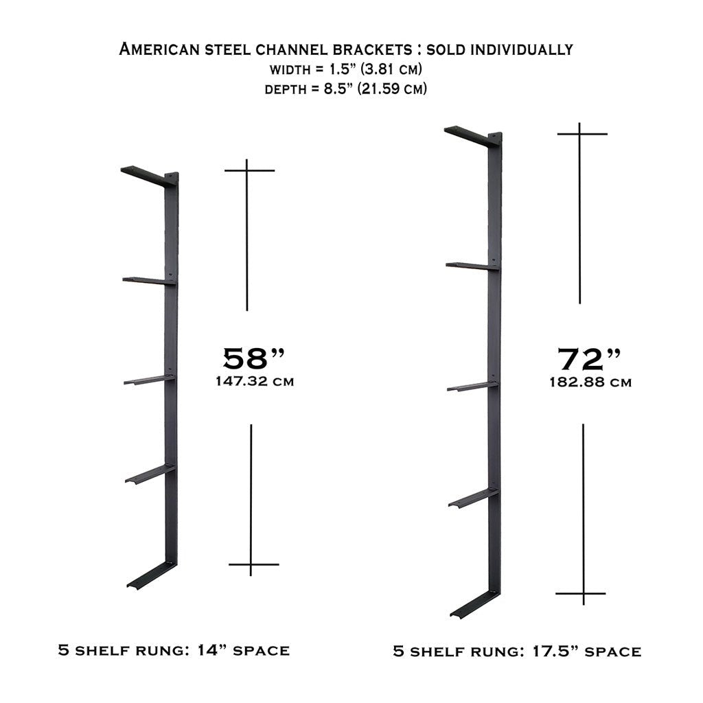 5-shelf bracket made from steel with black powder coat finish for DIY wall shelving by Vault Furniture