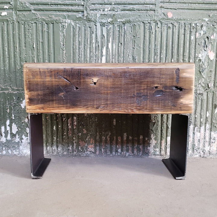 Reclaimed Beam Bench with Steel Channel Legs