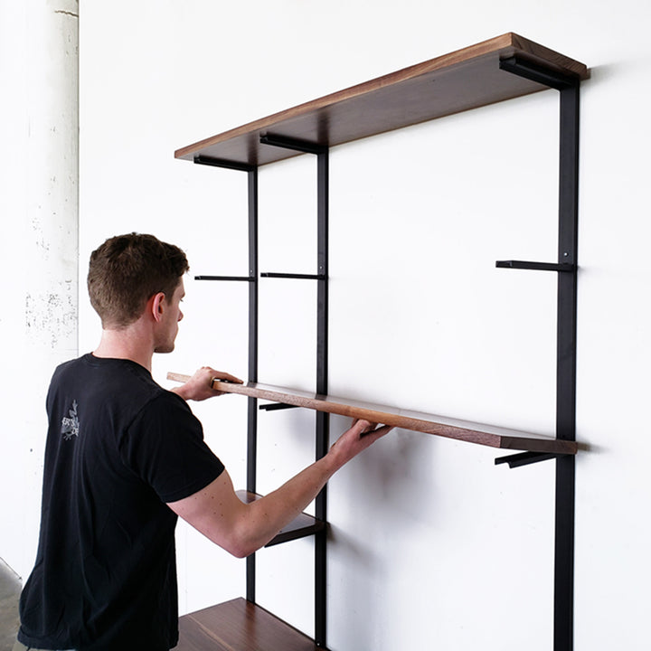 steel brackets for wall mount desk with shelves by vault furniture
